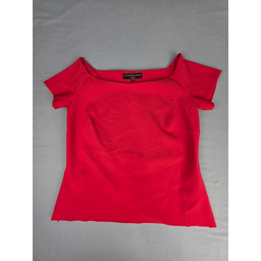 Chiara Boni La Petite Robe Seperates Size 48 Red Boat Neck Top Quiet Luxury